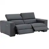 Picasso Power Motion Loveseat in Blue Grey Top Grain Leather